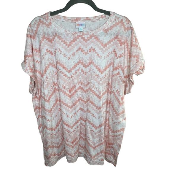 Lularoe Leah Pink & White Drop Shoulder Cuff Tunic Size 2XL - Picture 1 of 6